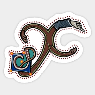 Letter X Manicule W 14C Maastricht Psalter parody Sticker